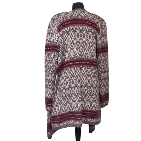 Ruby Moon – Long Sleeve Open Patterned Cardigan With Cascading Front – XL - Picture 3 of 13